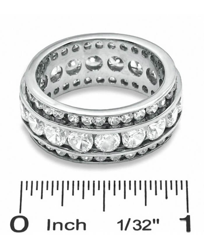 Cubic Zirconia Alternating Band in Sterling Silver